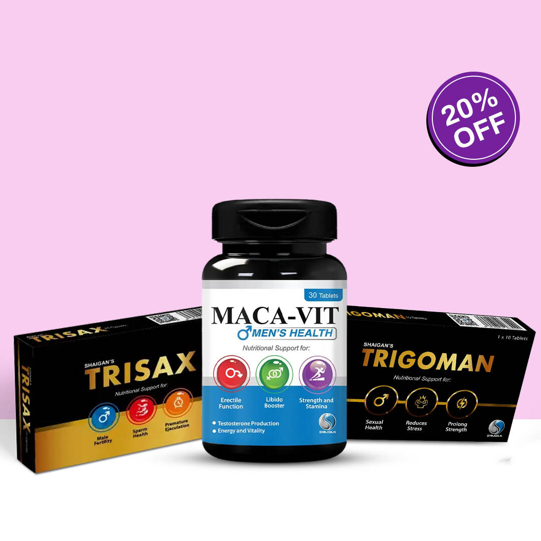 Maca Vit Men + Trigoman + Trisax Bundle of 3 for men's health